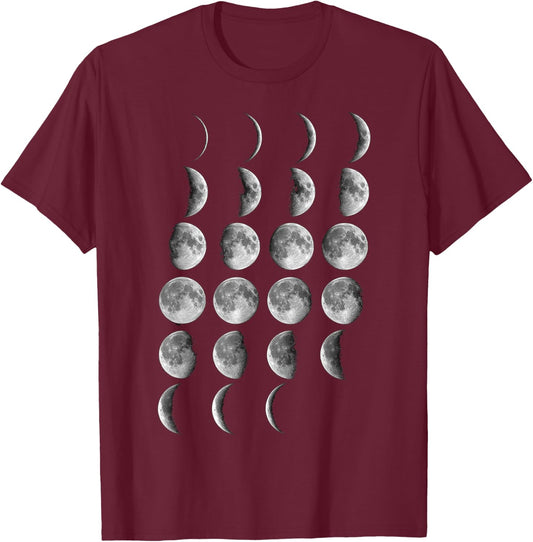 Nerdy Leonard Moon Phases Space Science Student Teacher Gift T-Shirt - T-Shirt | Maroon