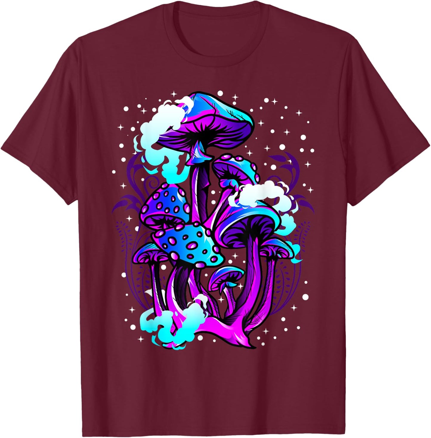 Cool Psychedelic Magic Shrooms Morel Portobello Mushrooms T-Shirt - T-Shirt | Maroon