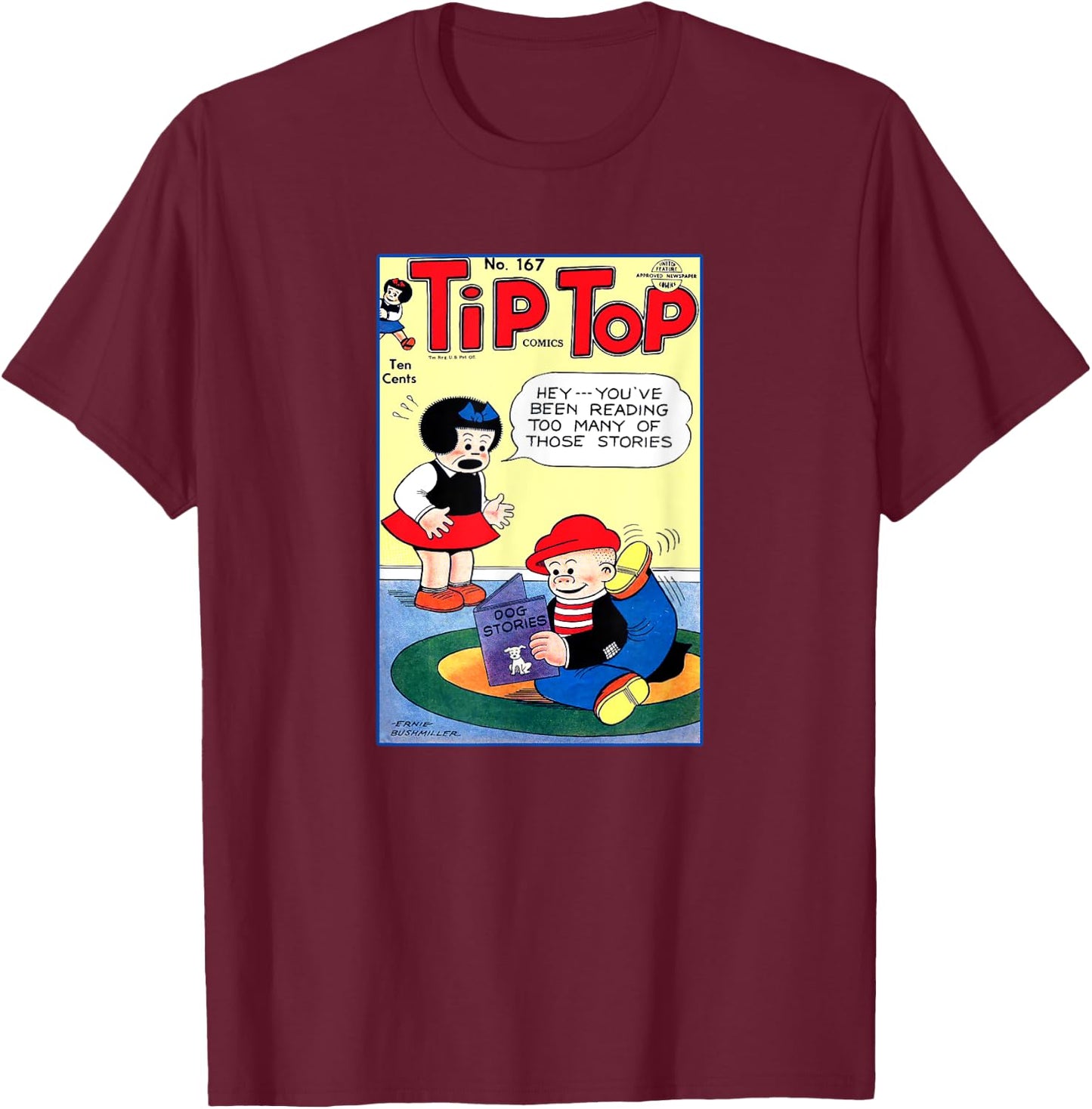 Nancy & Sluggo Comic Cover | Dog Stories Scratching Fleas T-Shirt - T-Shirt | Maroon