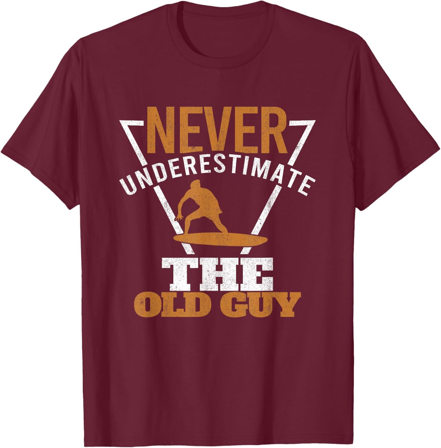 Surfer Grandpa Surfing Old Guy Surfers Fathers Day Surf T-Shirt - T-Shirt | Maroon