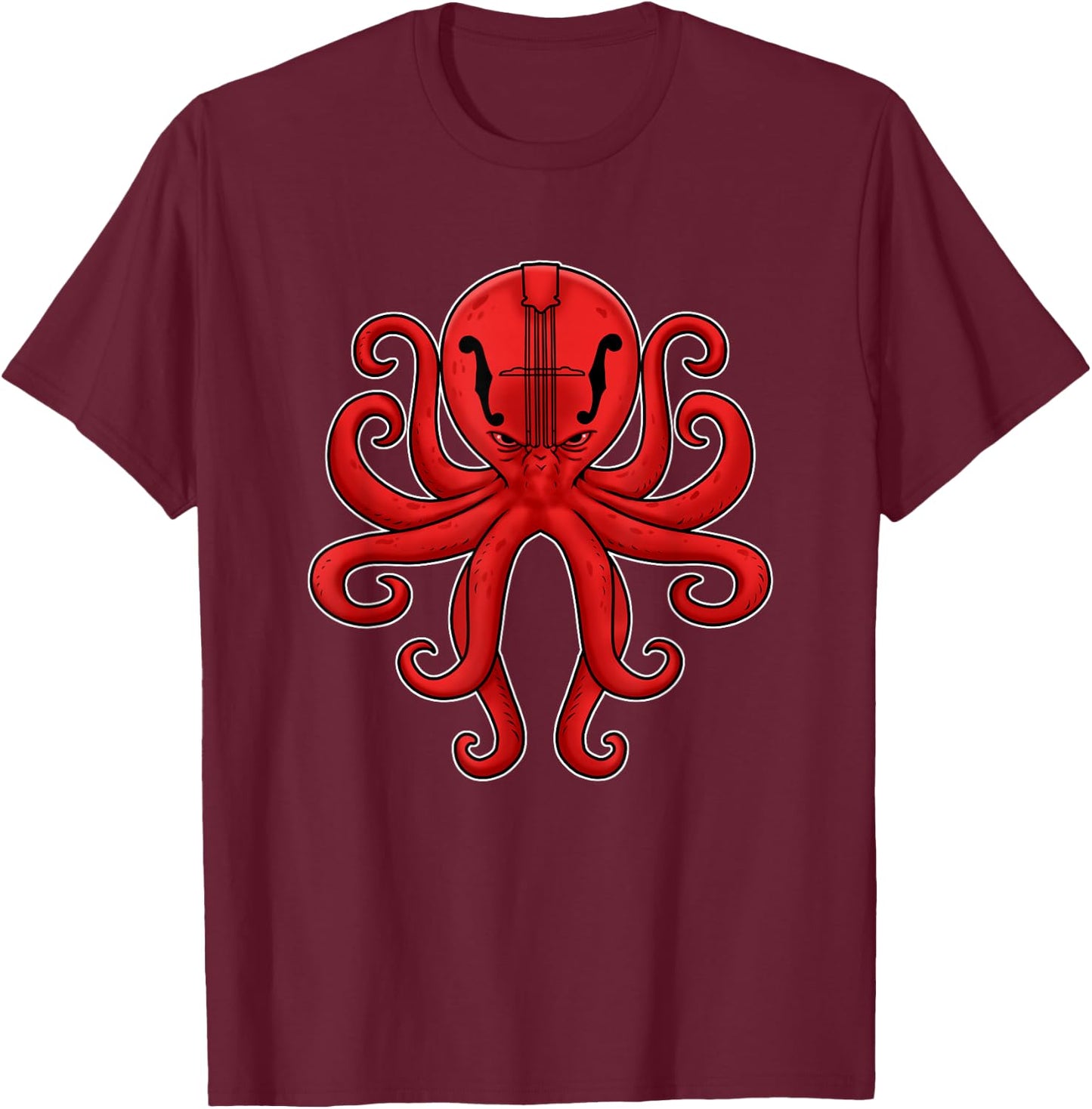 Octopus Mandolin Shirt Men Bluegrass Gifts Country Music T-Shirt - T-Shirt | Maroon
