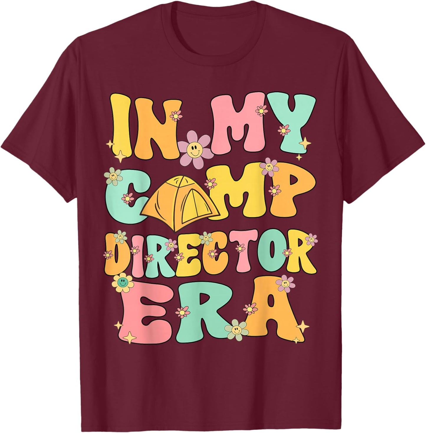 In My Camp Director Era Groovy Retro Summer Camp Director Men Women Kids T-Shirt - T-Shirt | Maroon