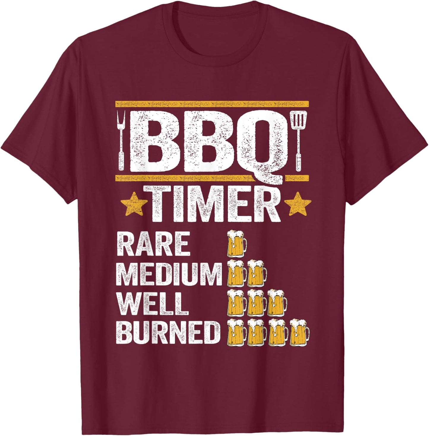 BBQ Timer Grilling Barbecue Smoking Meat Funny Pig Pork Rub T-Shirt - T-Shirt | Maroon
