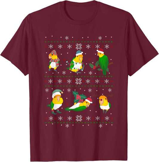 Ugly Christmas Caique Parrot Owner Holidays Birb memes T-Shirt - T-Shirt | Maroon