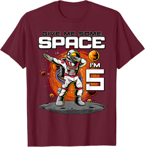 5th Birthday Astronaut Give Me Some Space I'm 5 Years Old T-Shirt - T-Shirt | Maroon
