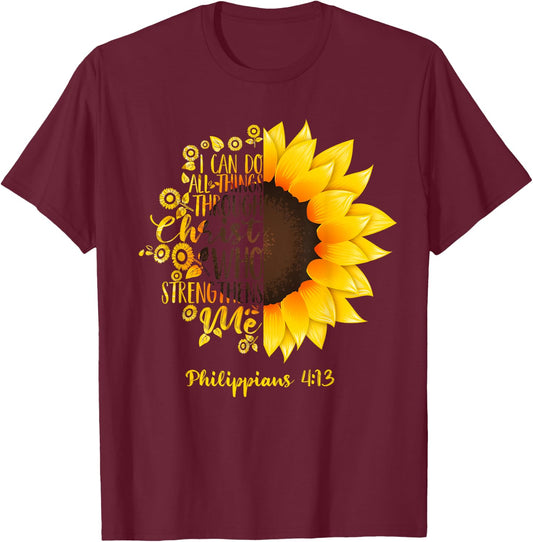 Cute Christian Sunflower Gift | Best Religious Women Moms T-Shirt - T-Shirt | Maroon