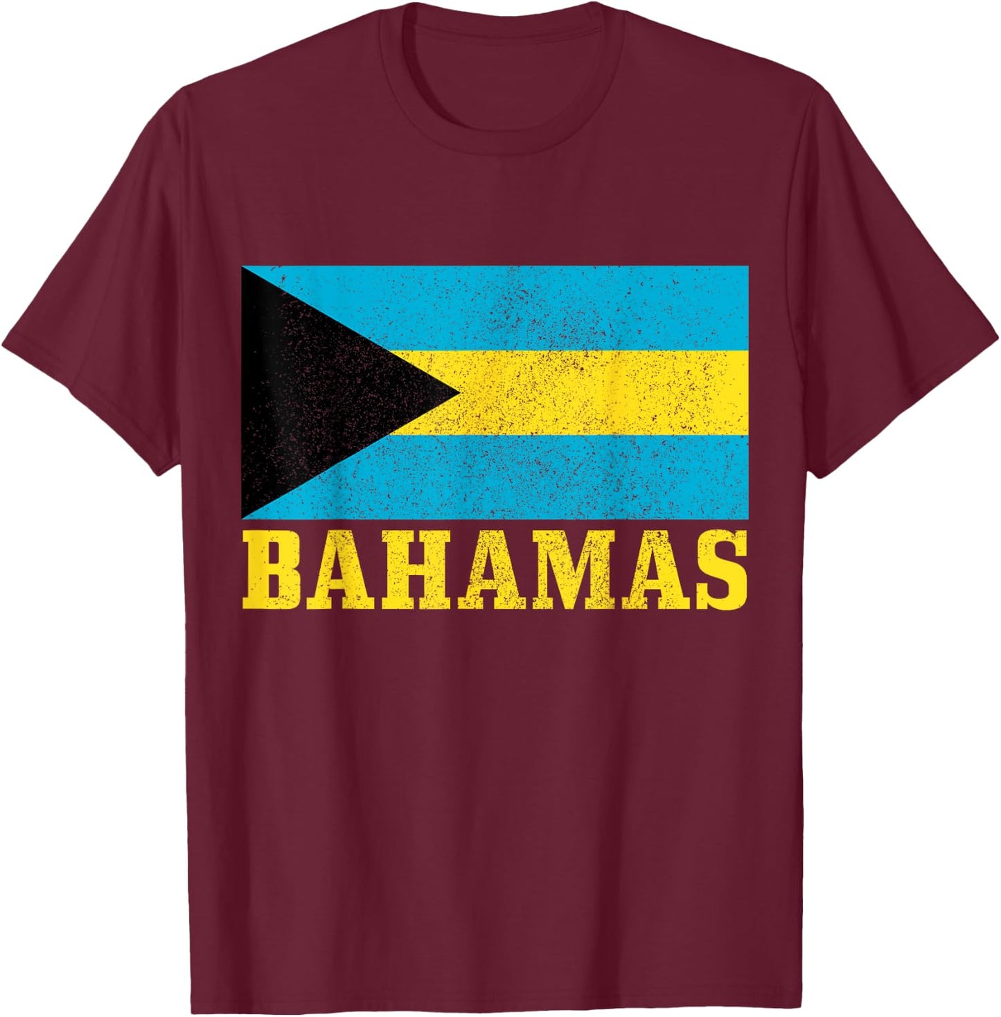 Bahamas Flag Vintage Caribbean Souvenir T-Shirt - T-Shirt | Maroon