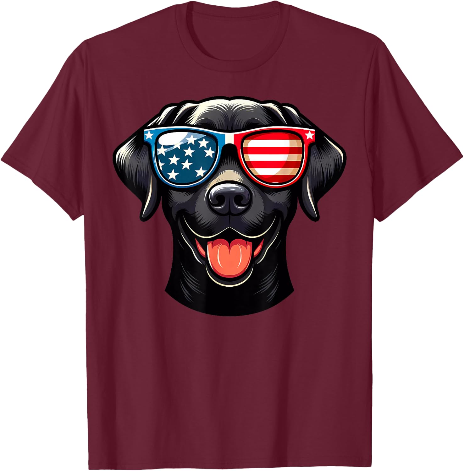 Black Labrador Patriotic American Flag USA Lab Retriever Women Kids Men T-Shirt - T-Shirt | Maroon