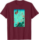Japanese Bird and Flowers Ancient Japanese Art Design , Black, Small T-Shirt - T-Shirt | Maroon