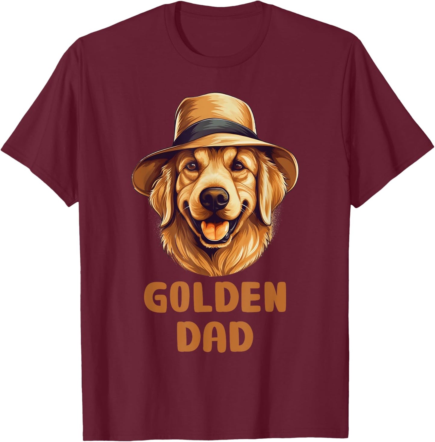Cute Golden Retriever Dad Dog Lover Gift Funny Golden Owner Men Women Kids T-Shirt - T-Shirt | Maroon