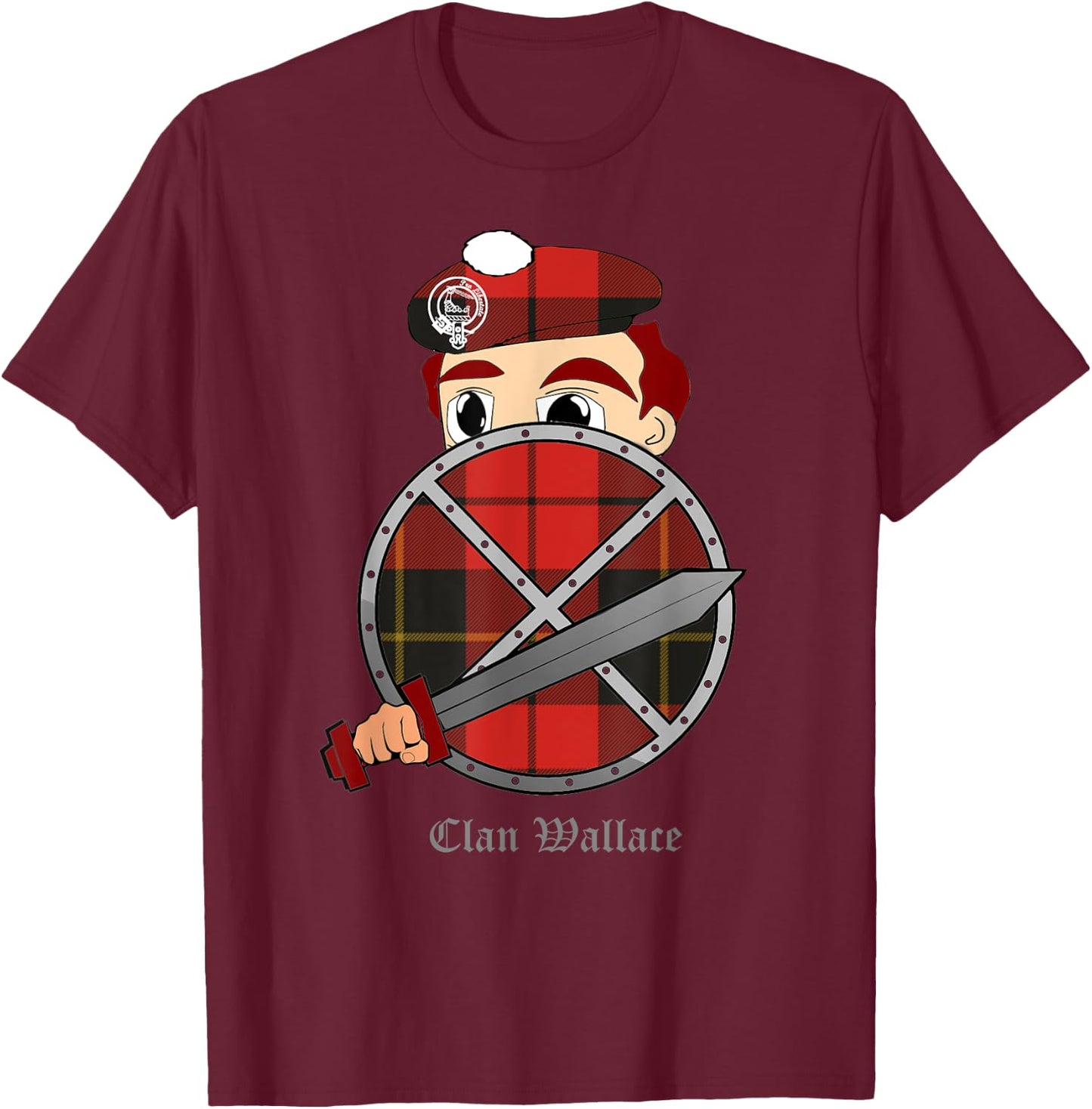 Clan Wallace surname last name Scottish Tartan crest T-Shirt - T-Shirt | Maroon