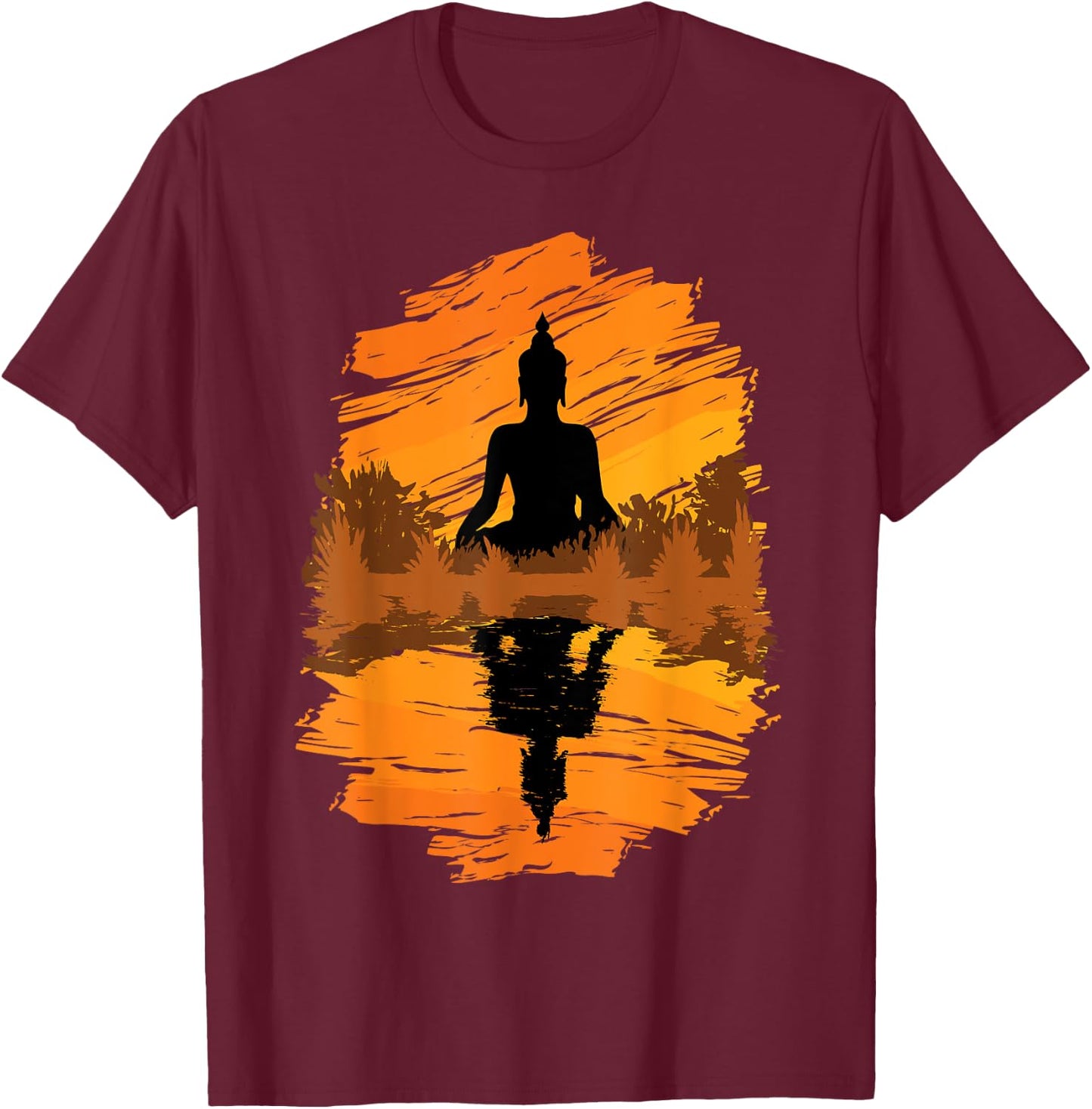 Zen Buddha Spiritual Asian Style Meditation Peace T-Shirt - T-Shirt | Maroon