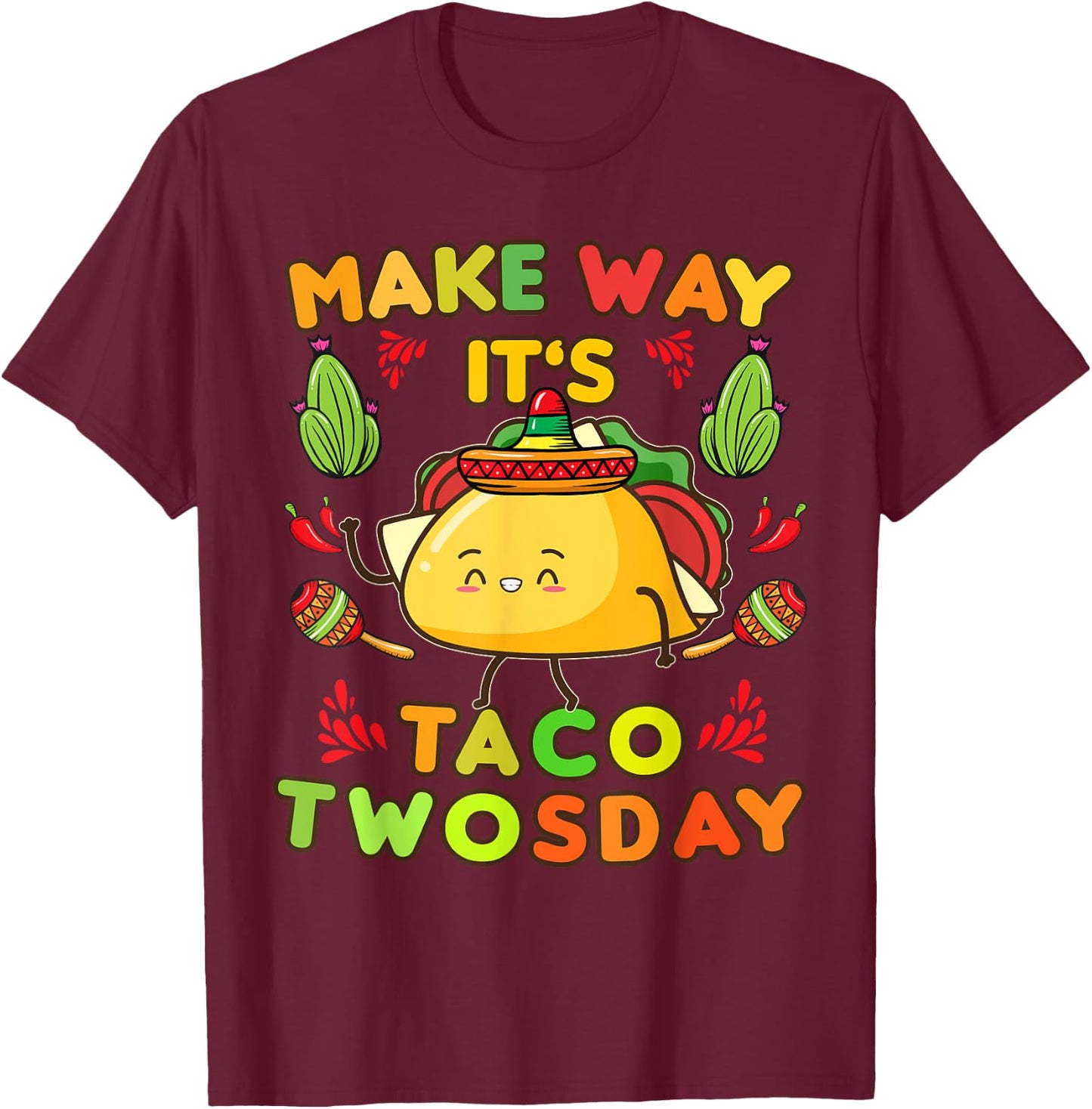 Taco Twosday Birthday Party 2nd Birthday party Taco Twosday T-Shirt - T-Shirt | Maroon