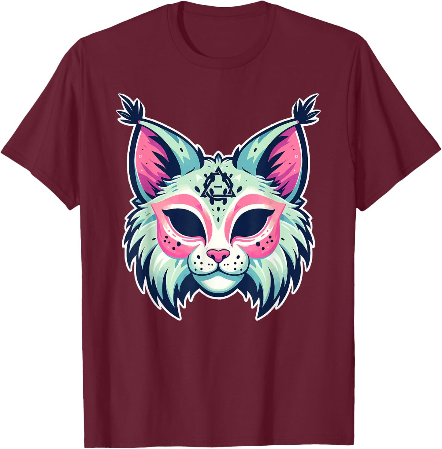 Therian Bobcat Lynx Mask Quadrobics Therianthropy T-Shirt - T-Shirt | Maroon