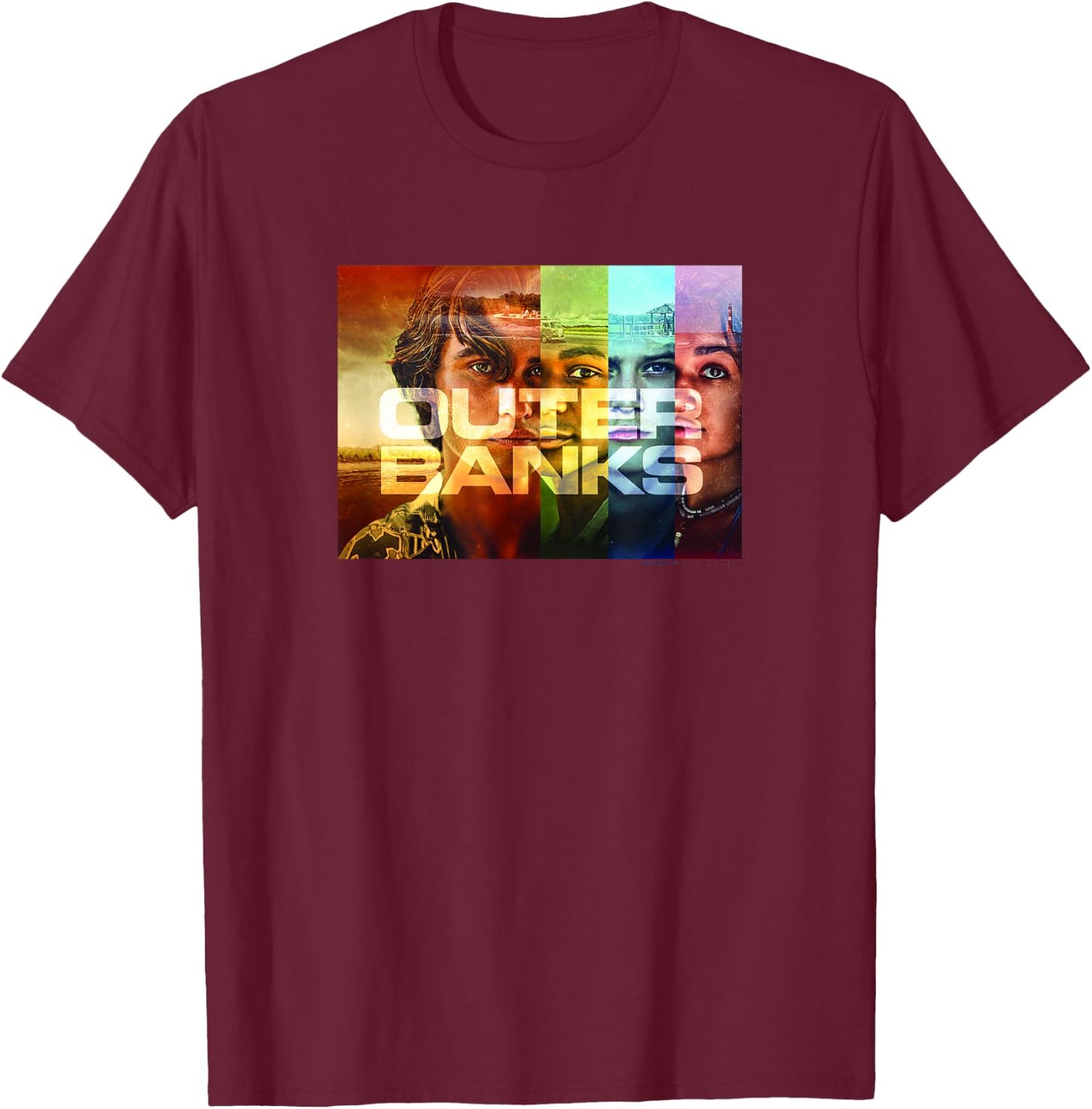 Outer Banks Character Panels Poster T-Shirt - T-Shirt | Maroon