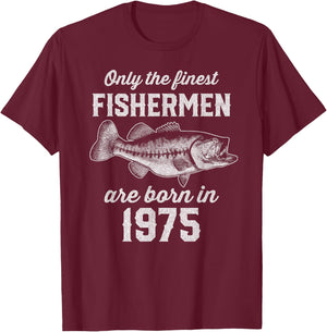 50 Year Old: Fisherman Fishing 1975 50th Birthday T-Shirt - T-Shirt | Maroon