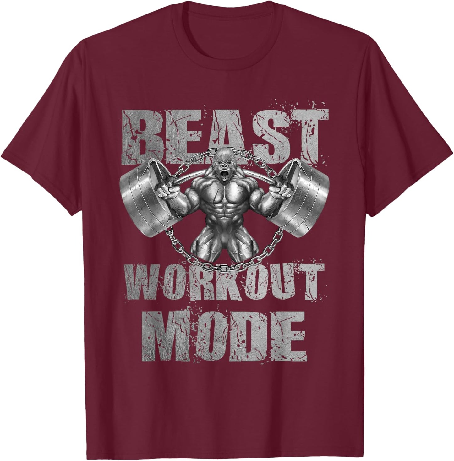 Gorilla Beast Workout Mode Lifting Weights Fitness Gym T-Shirt - T-Shirt | Maroon