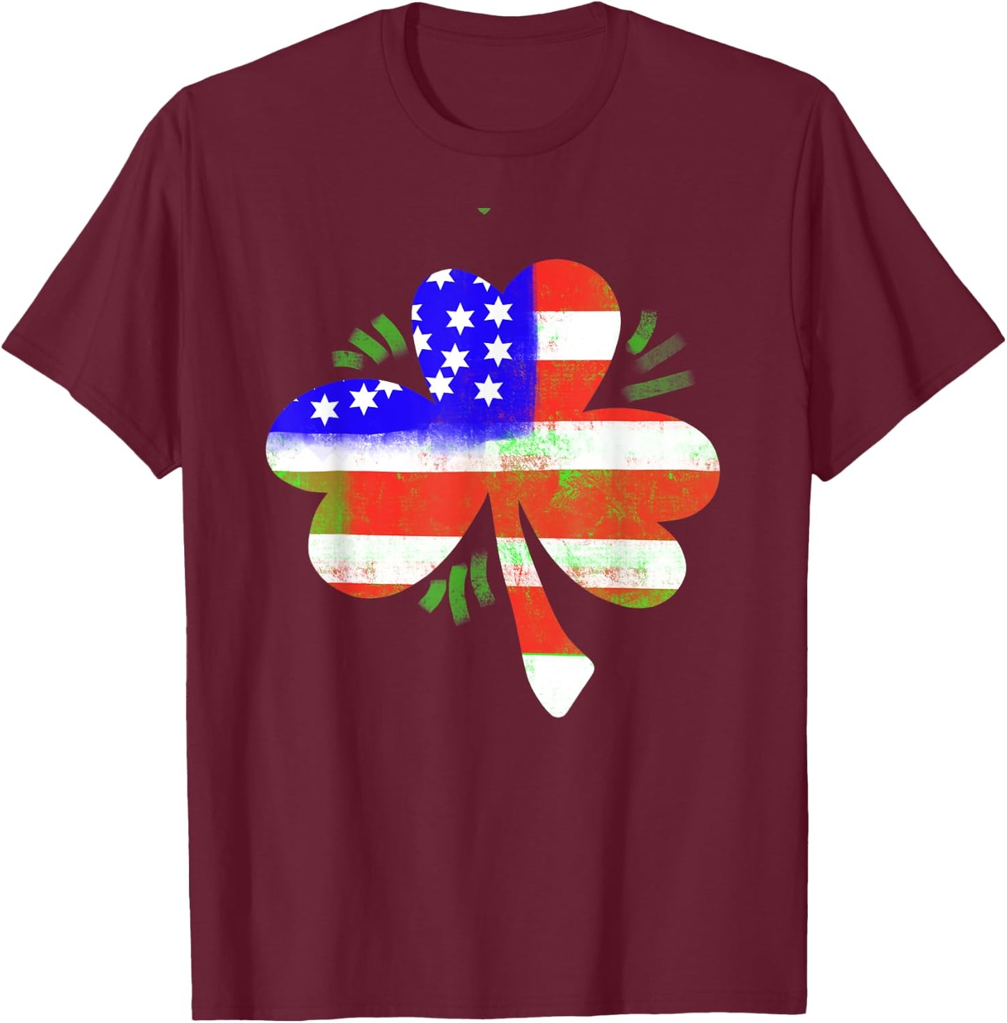 Saint Patrick's Day Irish Red White & Blue Shamrock Gift T-Shirt - T-Shirt | Maroon