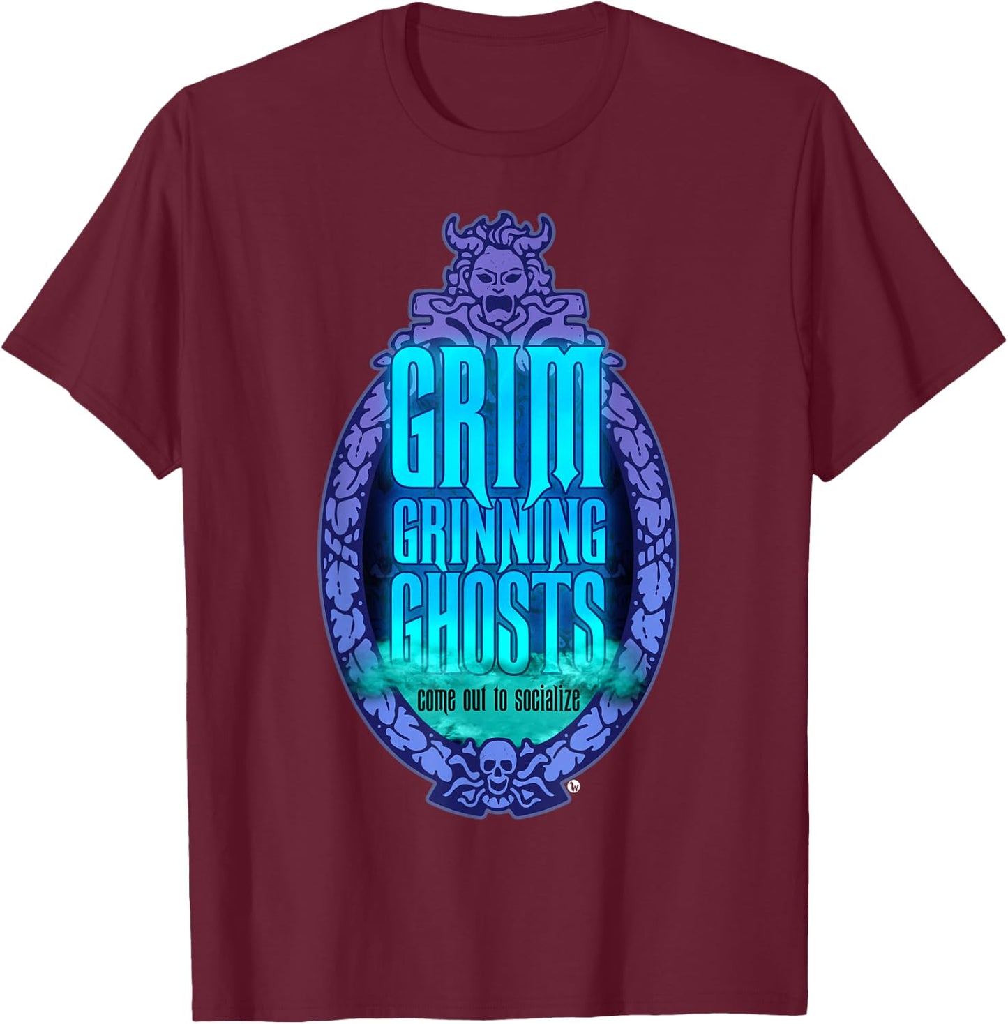 Grim Grinning Ghost Haunted Socialize & Women T-Shirt - T-Shirt | Maroon