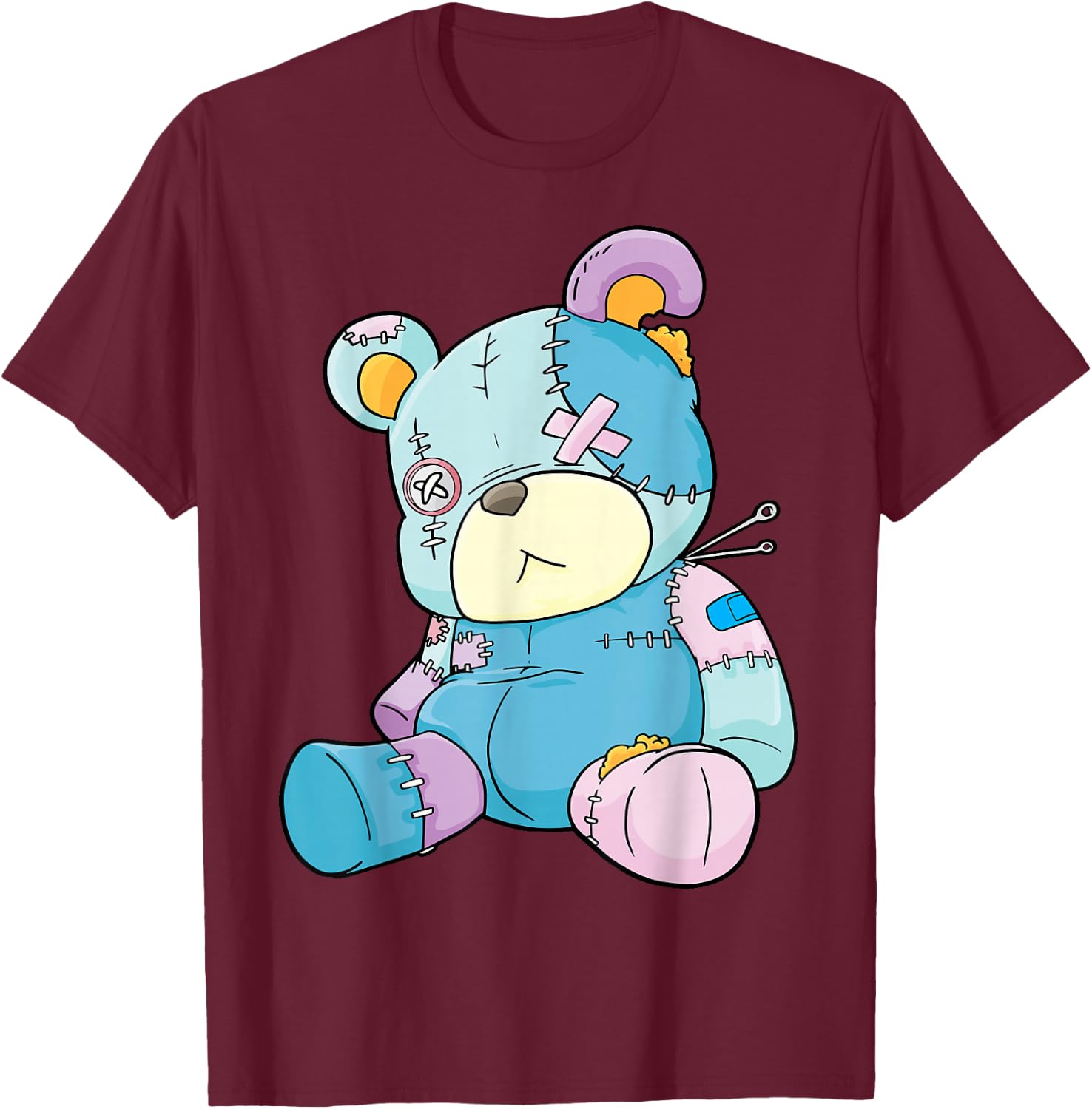 Pastel Gothic Teddy Bear Nu Goth Menhera Kawaii Anime T-Shirt - T-Shirt | Maroon