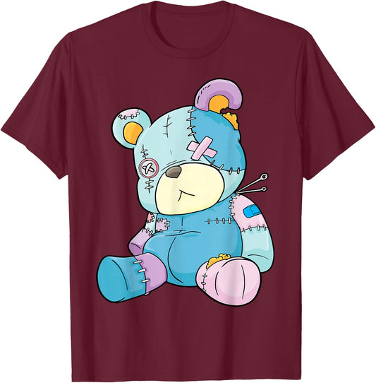 Pastel Gothic Teddy Bear Nu Goth Menhera Kawaii Anime T-Shirt - T-Shirt | Maroon
