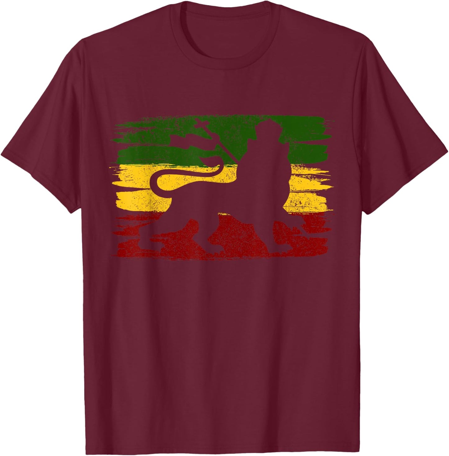 Rastafari Jamaica Reggae Music Rasta Lion of Judah T-Shirt - T-Shirt | Maroon