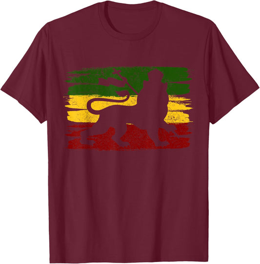 Rastafari Jamaica Reggae Music Rasta Lion of Judah T-Shirt - T-Shirt | Maroon