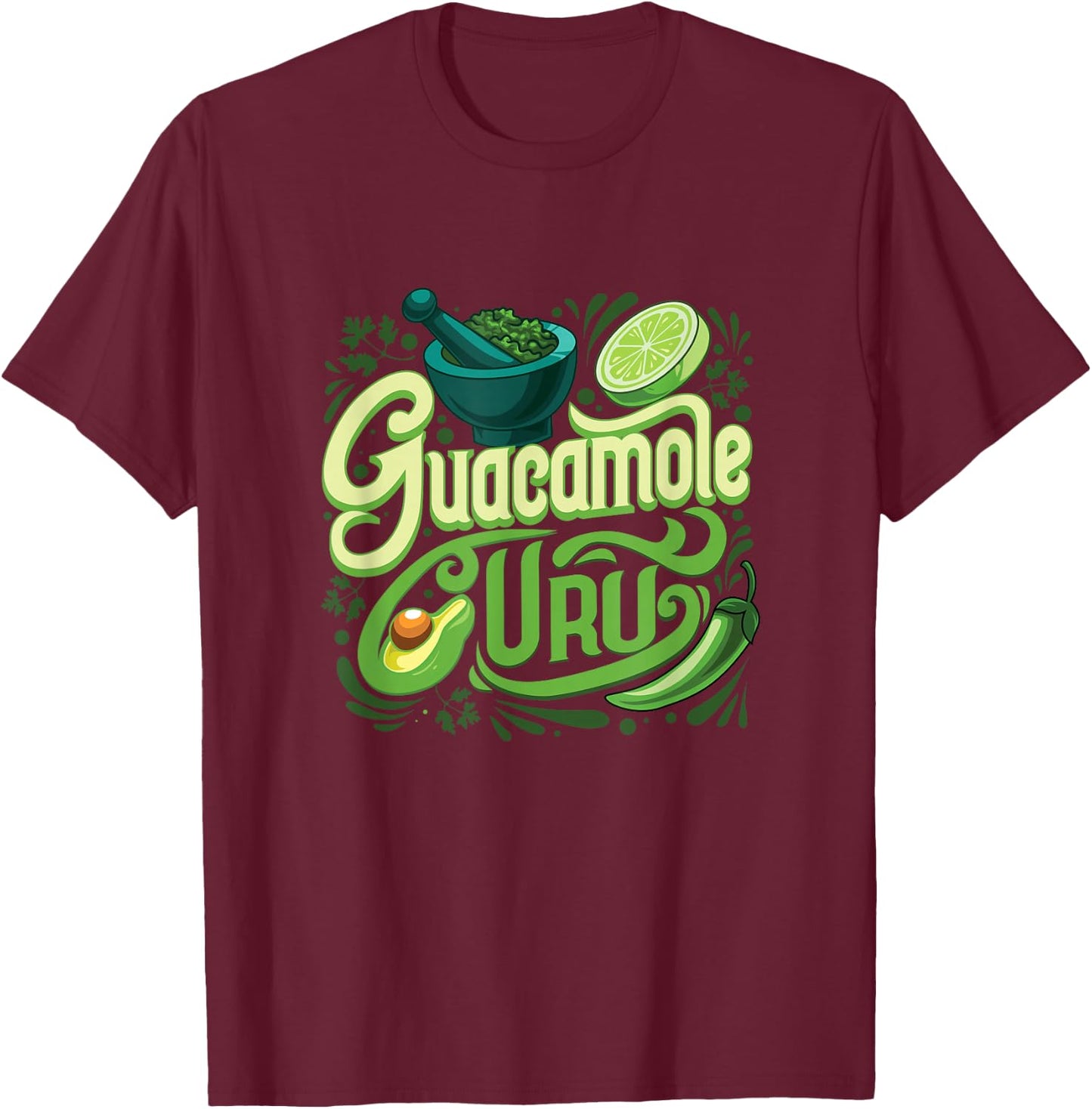 Guacamole Guru - Funny Avocado Lover & Game Night Host T-Shirt - T-Shirt | Maroon