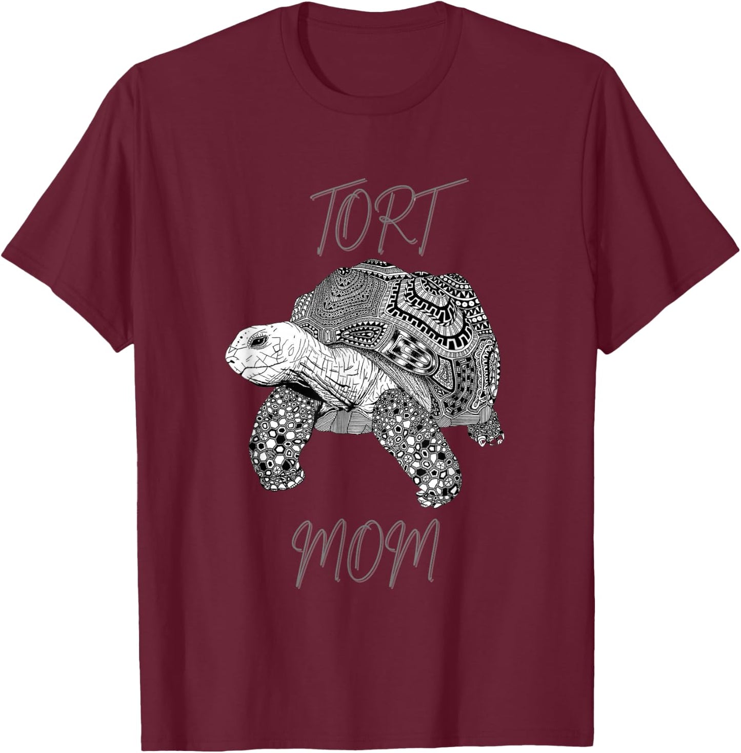 Tort Mom Sulcata African Spurred Tortoise Turtle Shell T-Shirt - T-Shirt | Maroon