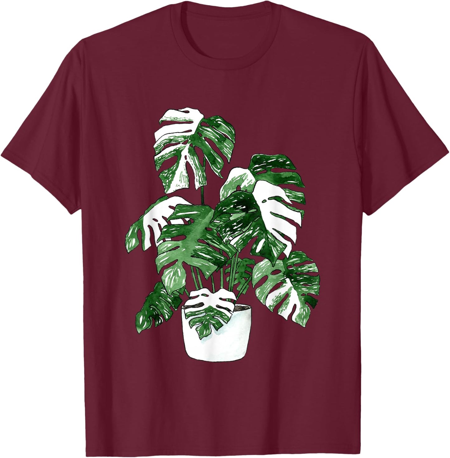 Variegated Monstera Deliciosa Variegata House Plant Ear T-Shirt - T-Shirt | Maroon