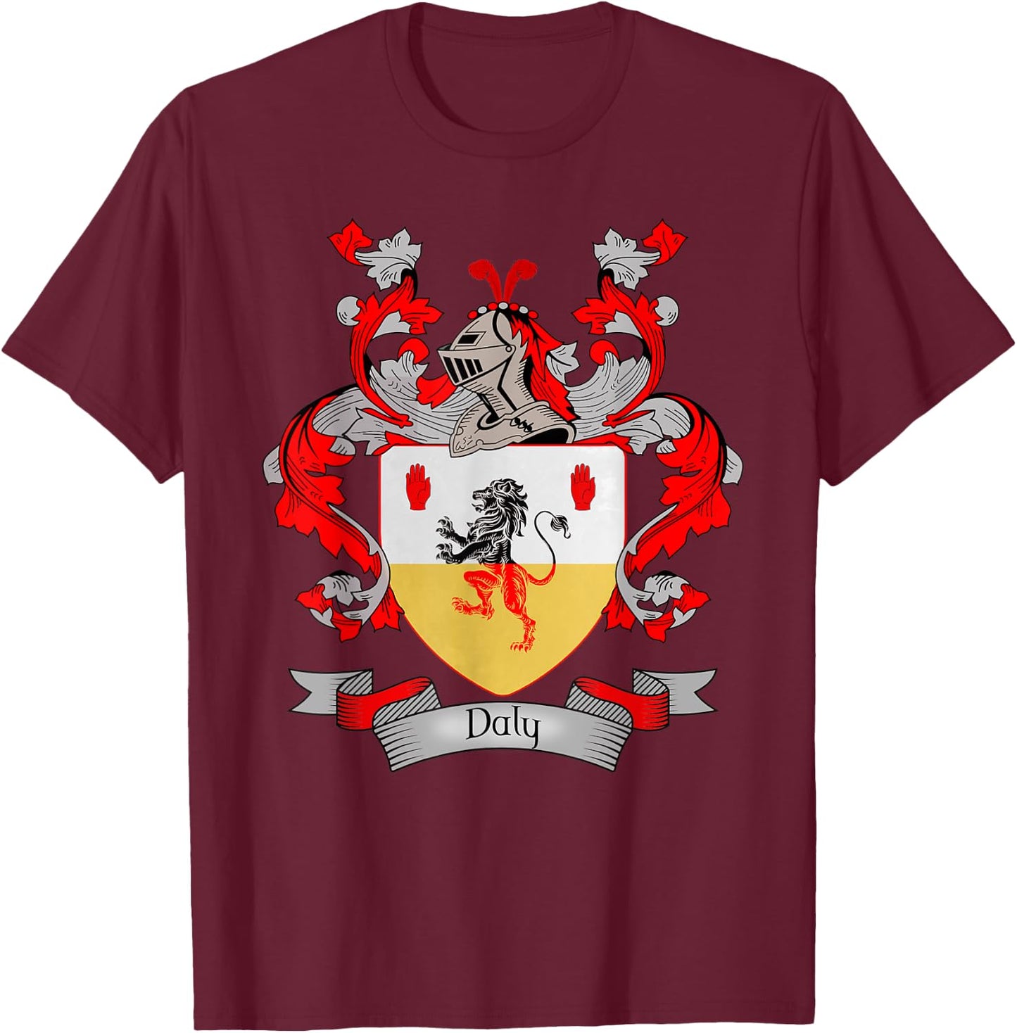 Daly Coat of Arms | Daly Surname Family Crest T-Shirt - T-Shirt | Maroon