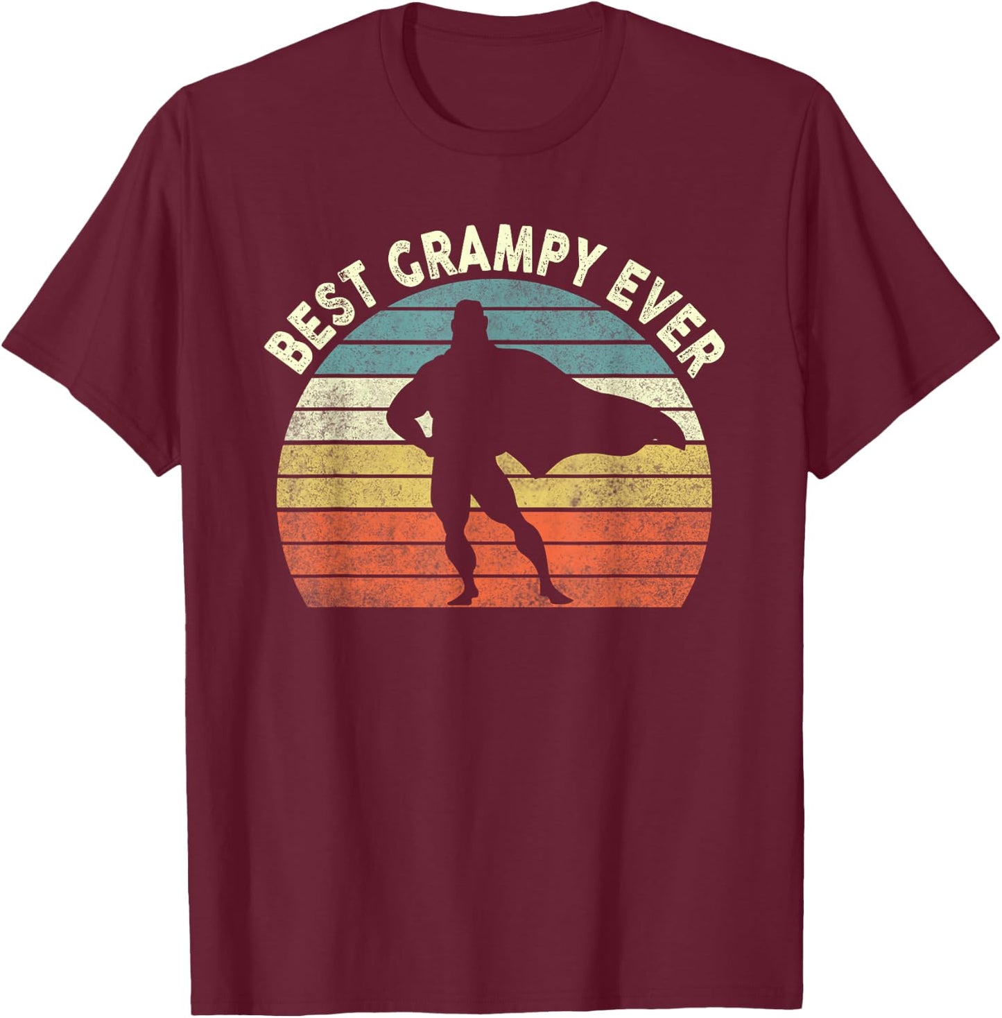 Best. Grampy. Ever. Vintage Superhero Father's Day Gift T-Shirt - T-Shirt | Maroon