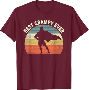 Best. Grampy. Ever. Vintage Superhero Father's Day Gift T-Shirt - T-Shirt | Maroon