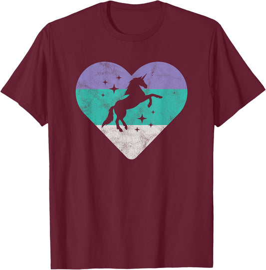 Unicorn Retro Gift or Girls T-Shirt - T-Shirt | Maroon