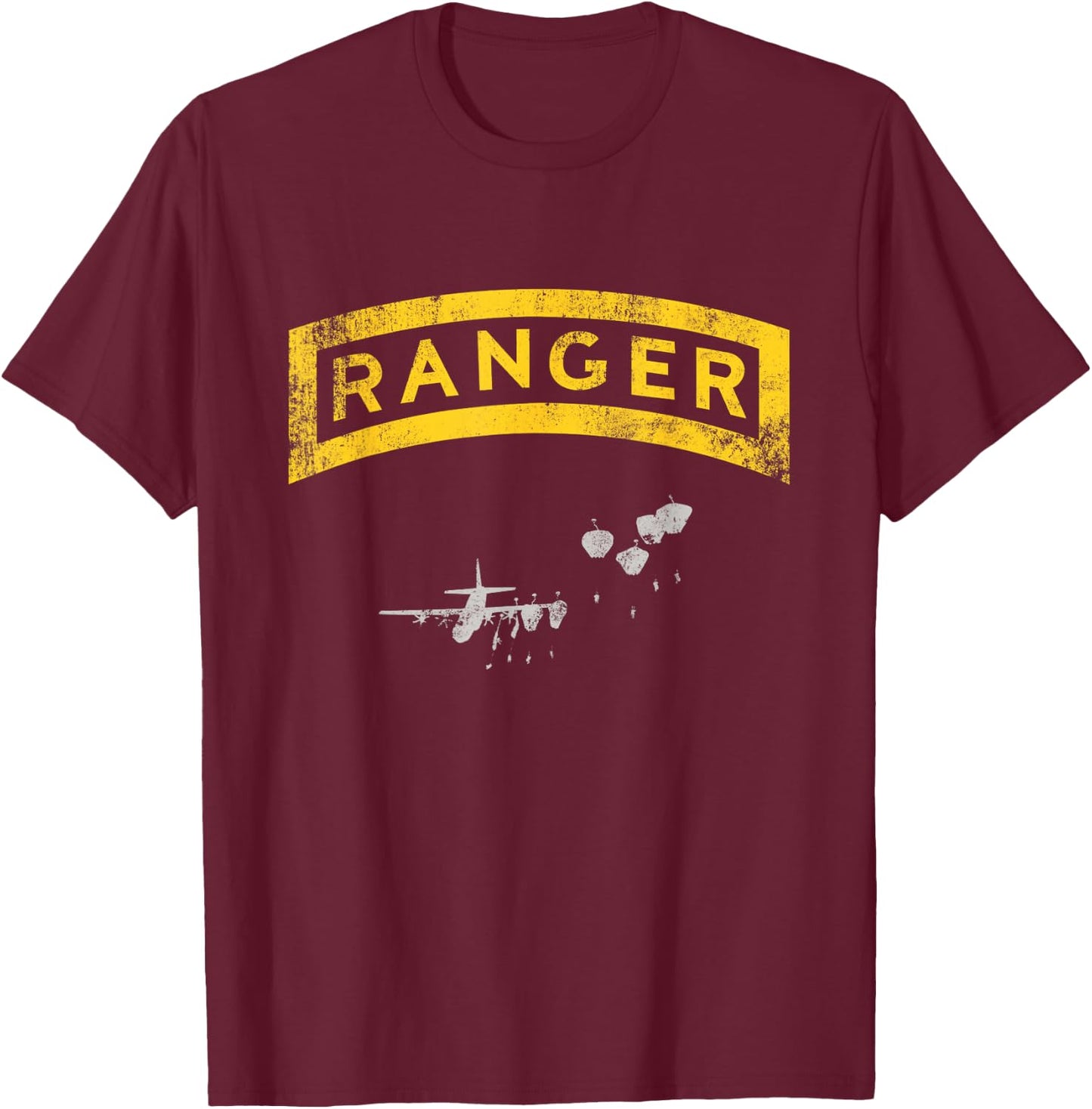 US Army Ranger Tab Airborne Ranger Military Veteran Vintage T-Shirt - T-Shirt | Maroon