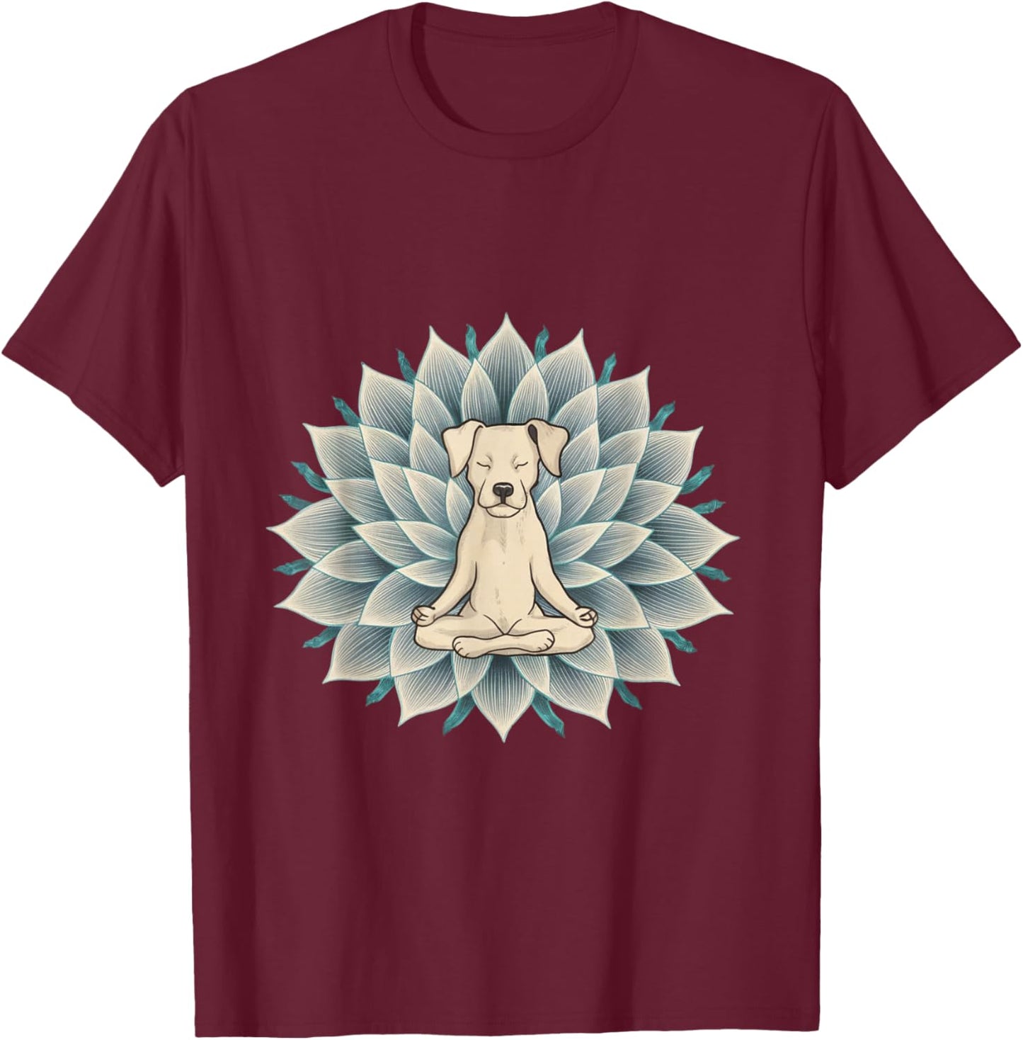 Buddha Yoga Dog Shirt Meditation Lotus Flower Women T-Shirt - T-Shirt | Maroon