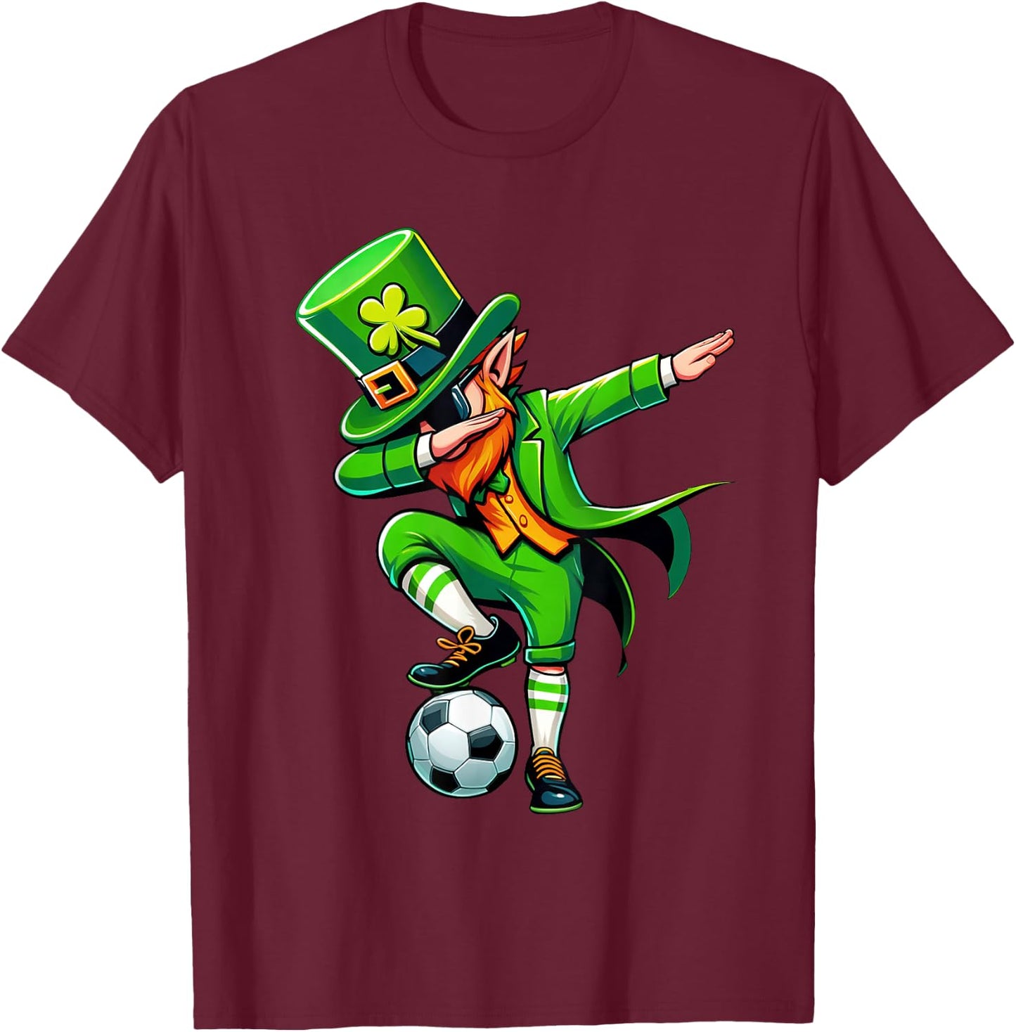 Leprechaun Playing Soccer St Patricks Day Sport Boys T-Shirt - T-Shirt | Maroon