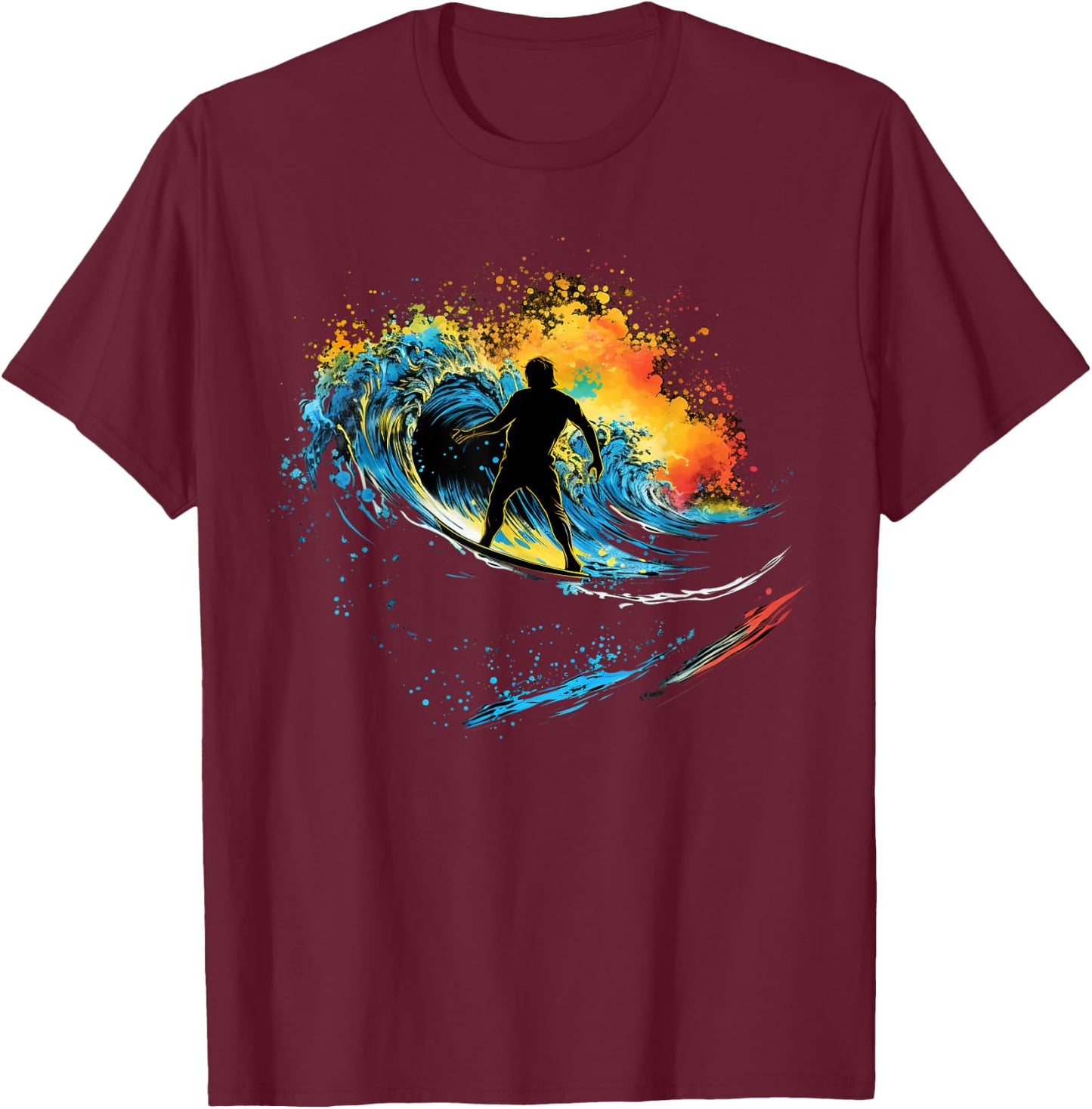 Cool Surfing Boys Graphic Men Surfer T-Shirt - T-Shirt | Maroon