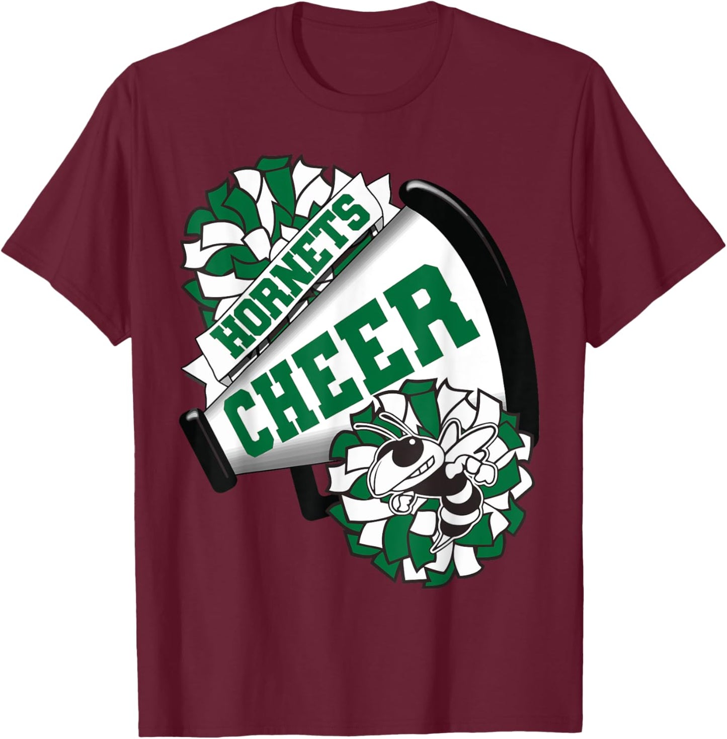 Hornets Cheer Back To School Cheerleading Spirit Green T-Shirt - T-Shirt | Maroon