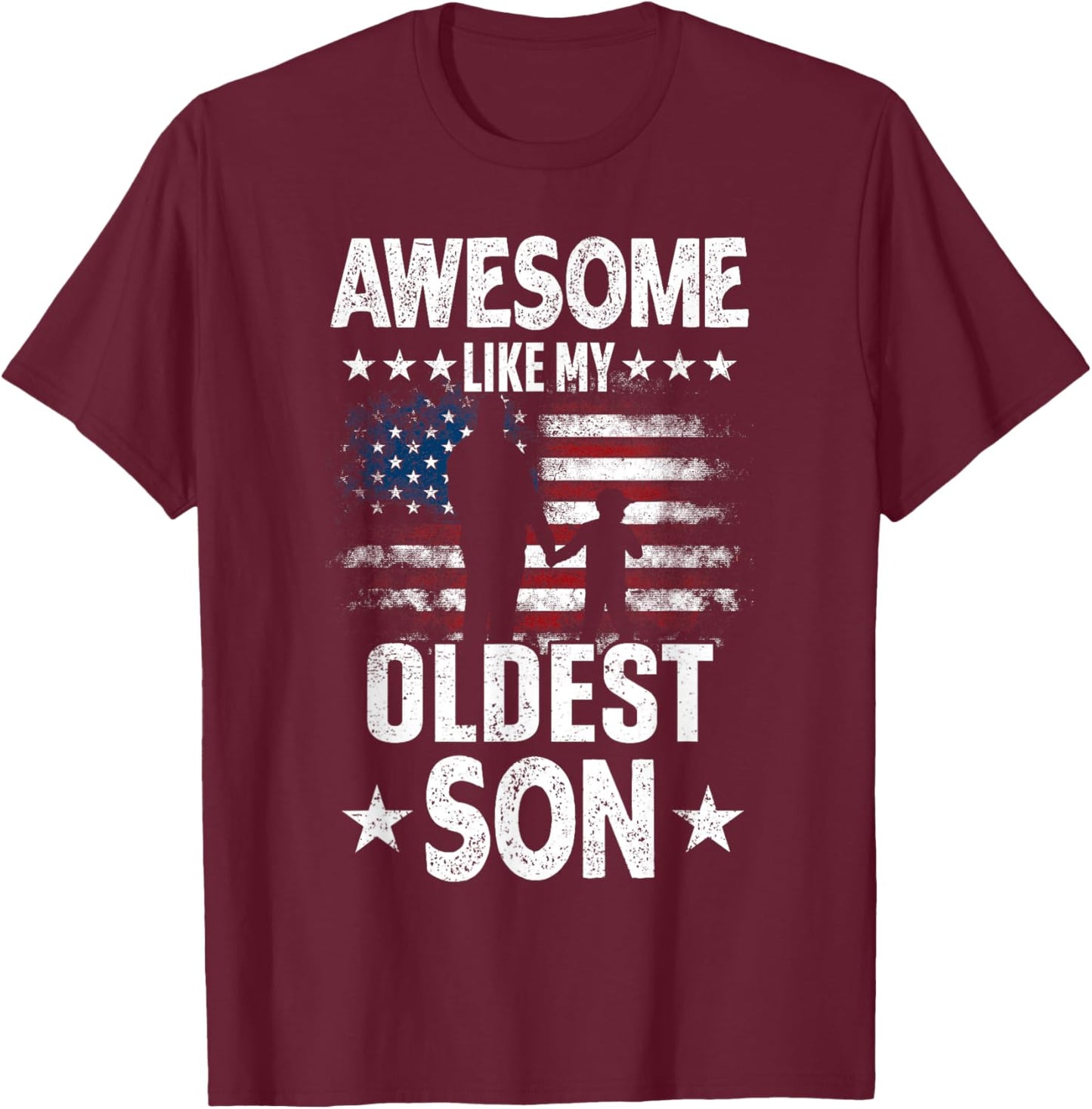 Awesome Like My Oldest Son Vintage Usa Flag Fathers Day Kids Men T-Shirt - T-Shirt | Maroon