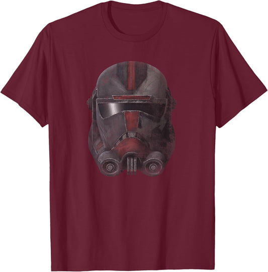 Star Was The Clone Wars The Bad Batch Hunter Helmet T-Shirt - T-Shirt | Maroon