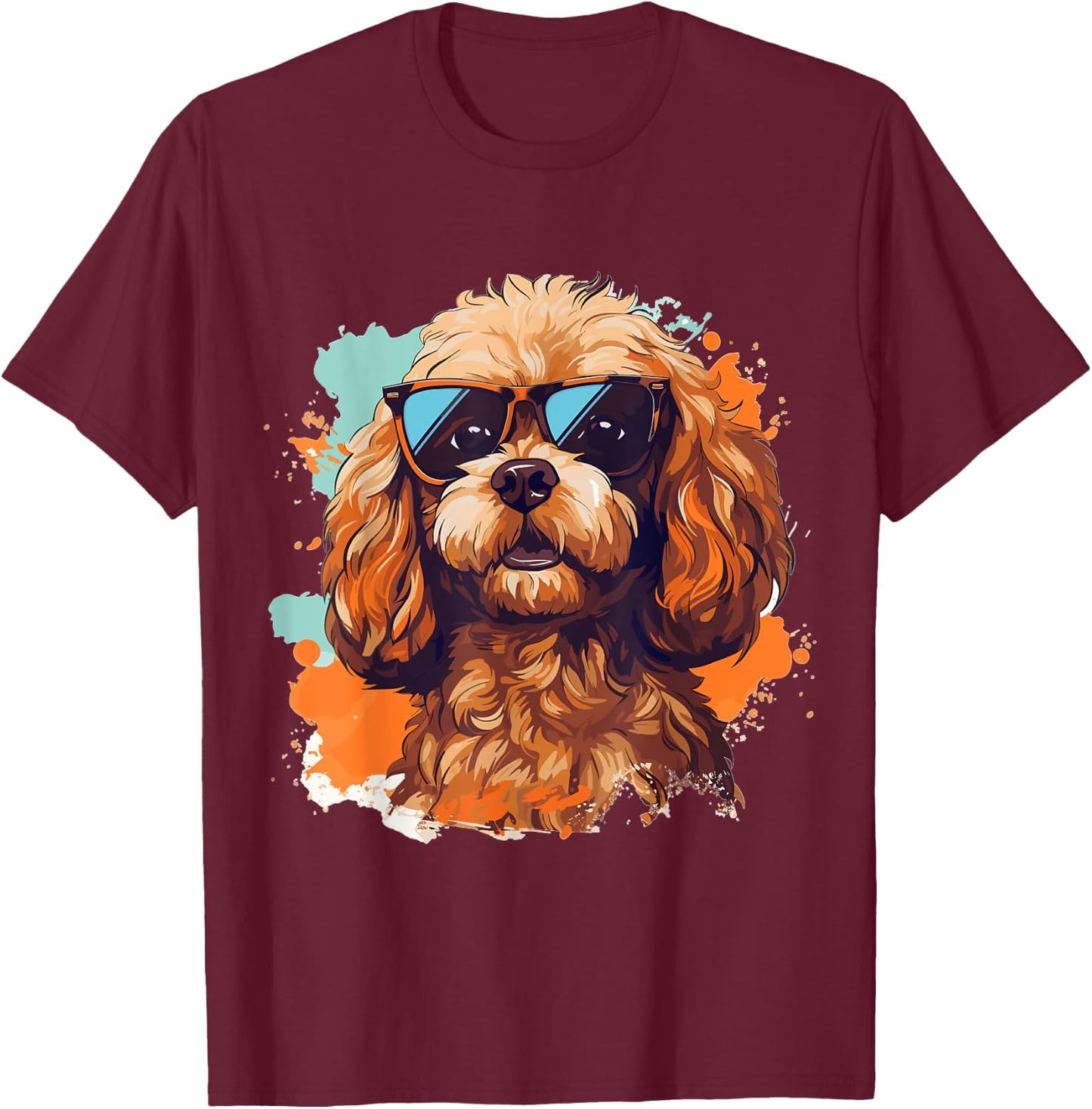 Cavapoo Dog Breed Pet Cute Graphic with Sunglasses T-Shirt - T-Shirt | Maroon