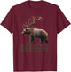 Beer Deer Bear Bear With Antlers Grizzly Beer T-Shirt - T-Shirt | Maroon