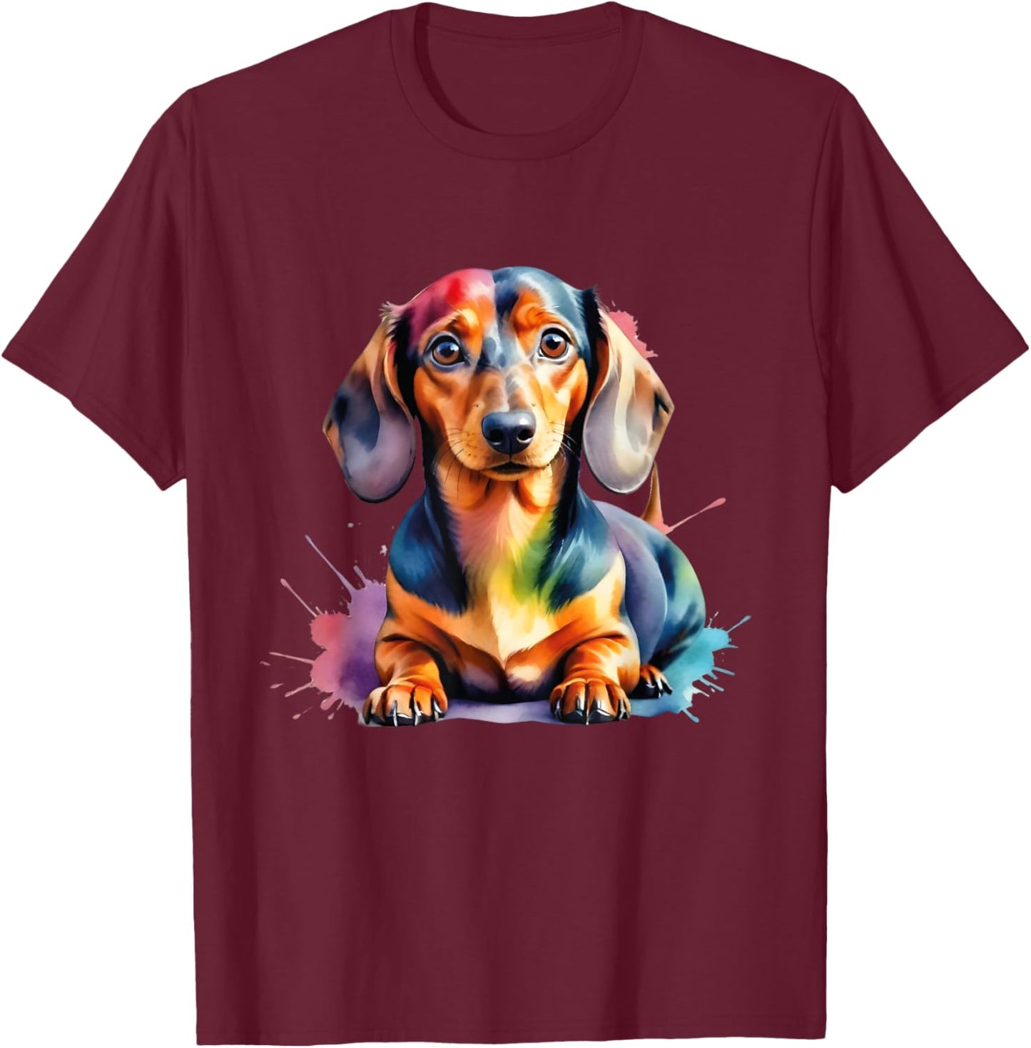 Colorful Wiener & Dachshund T-Shirt - T-Shirt | Maroon