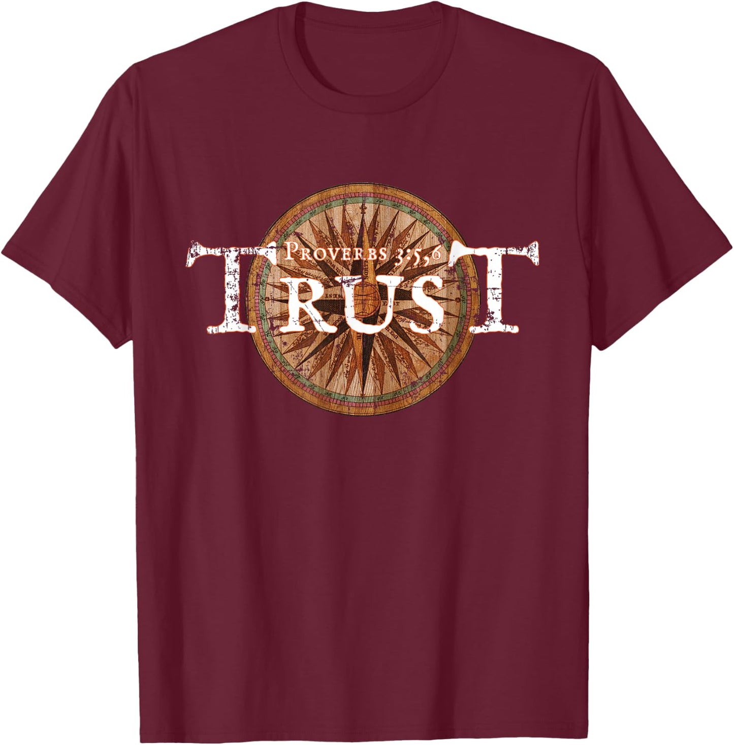 Christian Proverbs 3:5,6 Bible Verse KJV T-Shirt - T-Shirt | Maroon