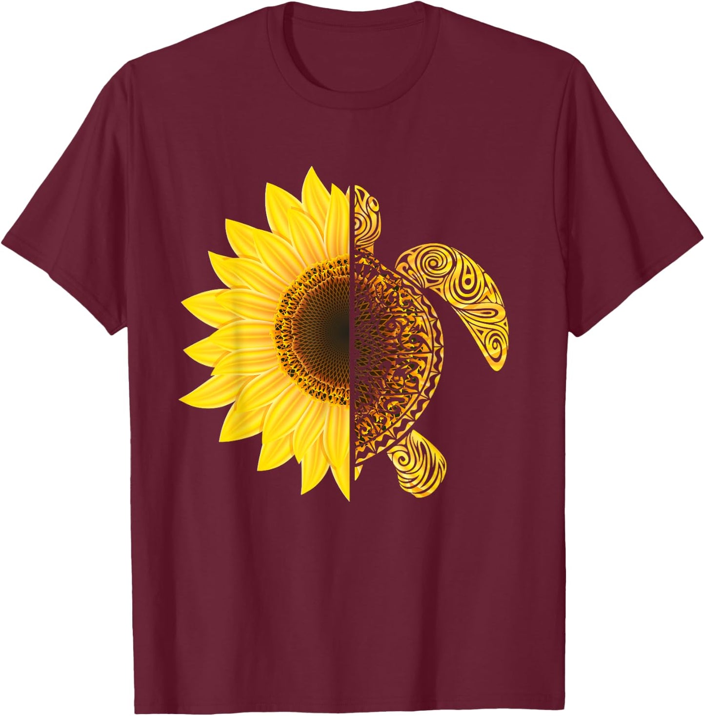 Sunflower Turtle, Save Turtles T-Shirt - T-Shirt | Maroon