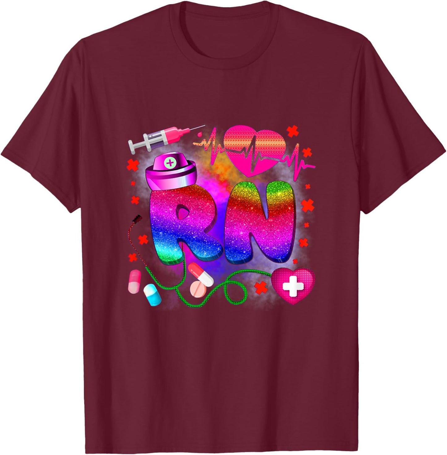 Registered Nurse RN - Tie Dye Registered Nurse Funny RN T-Shirt - T-Shirt | Maroon