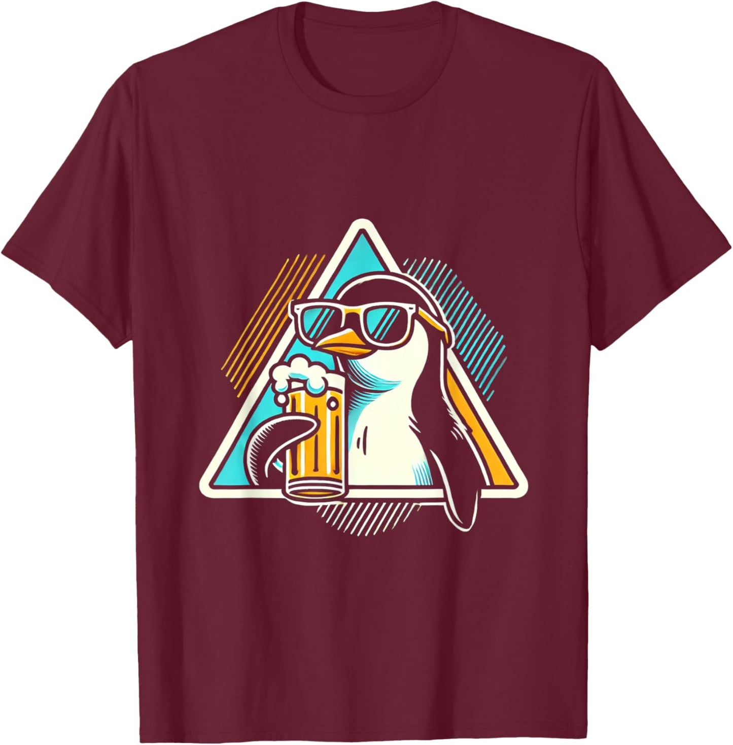 Beer Drinking Summer Holiday Sunglasses Penguin Women T-Shirt - T-Shirt | Maroon