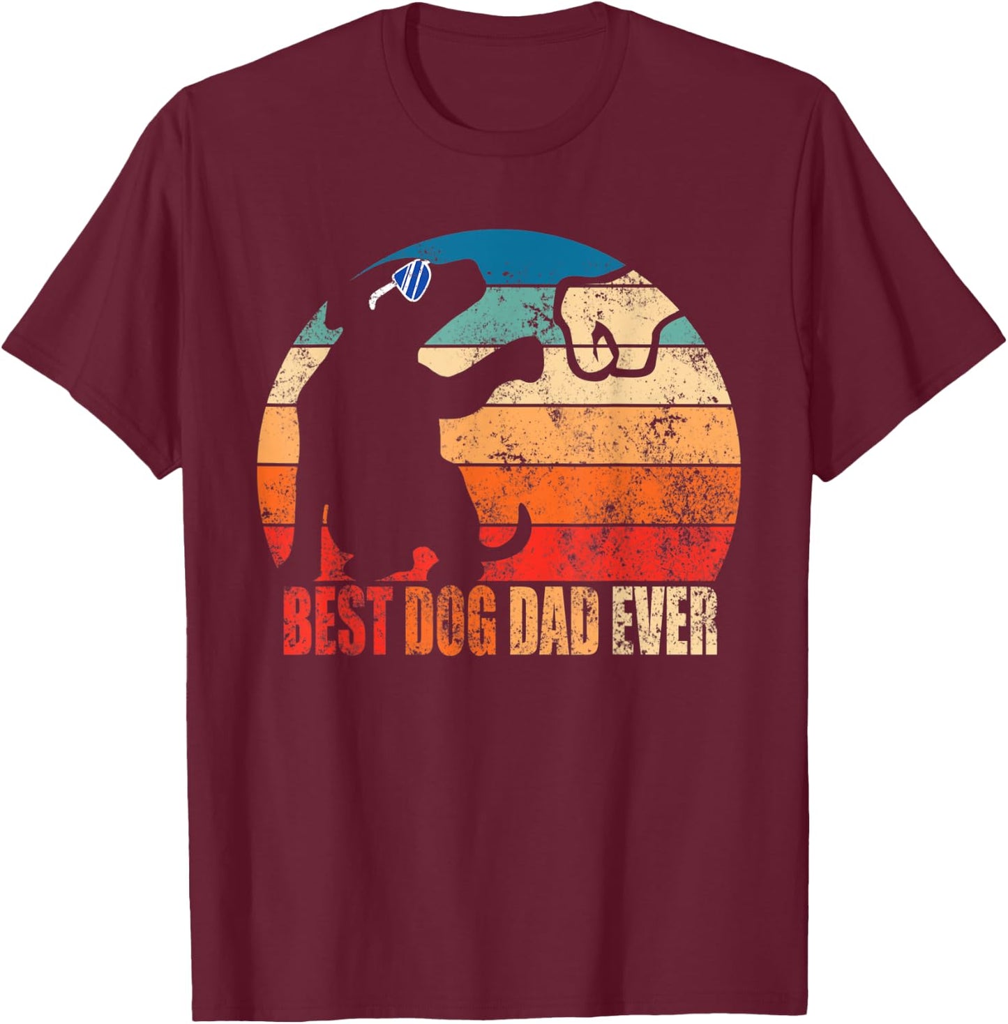 Best Dog Dad Ever Fist Bump Retro Daddy Gift Son Daughter Men Women Kids T-Shirt - T-Shirt | Maroon