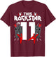 11 Year Old Rock And Roll Star Birthday Guitar 11th Gift T-Shirt - T-Shirt | Maroon